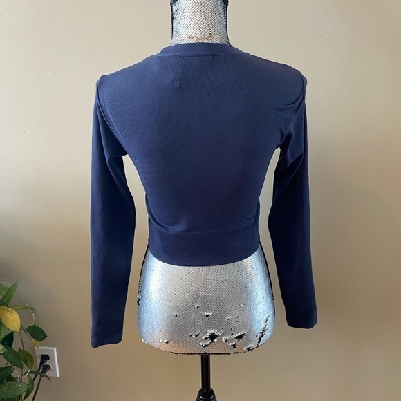 dynamite Cropped Long Sleeve Ribbed Stretch Top Size Small - Picture 6 of 9